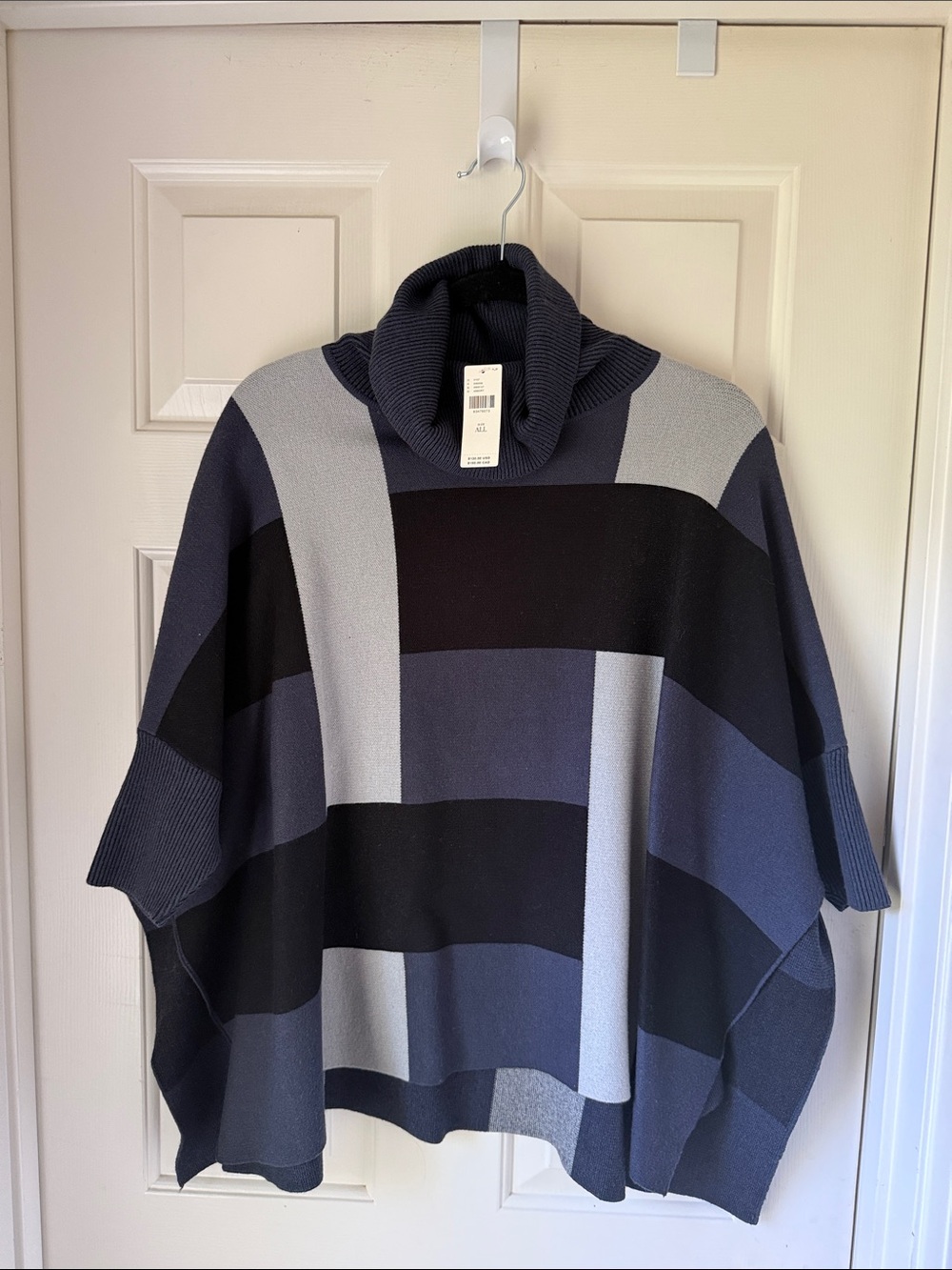 NWT ANTHROPOLOGIE COLORBLOCK TURTLENECK SWEATER PONCHO/OS
